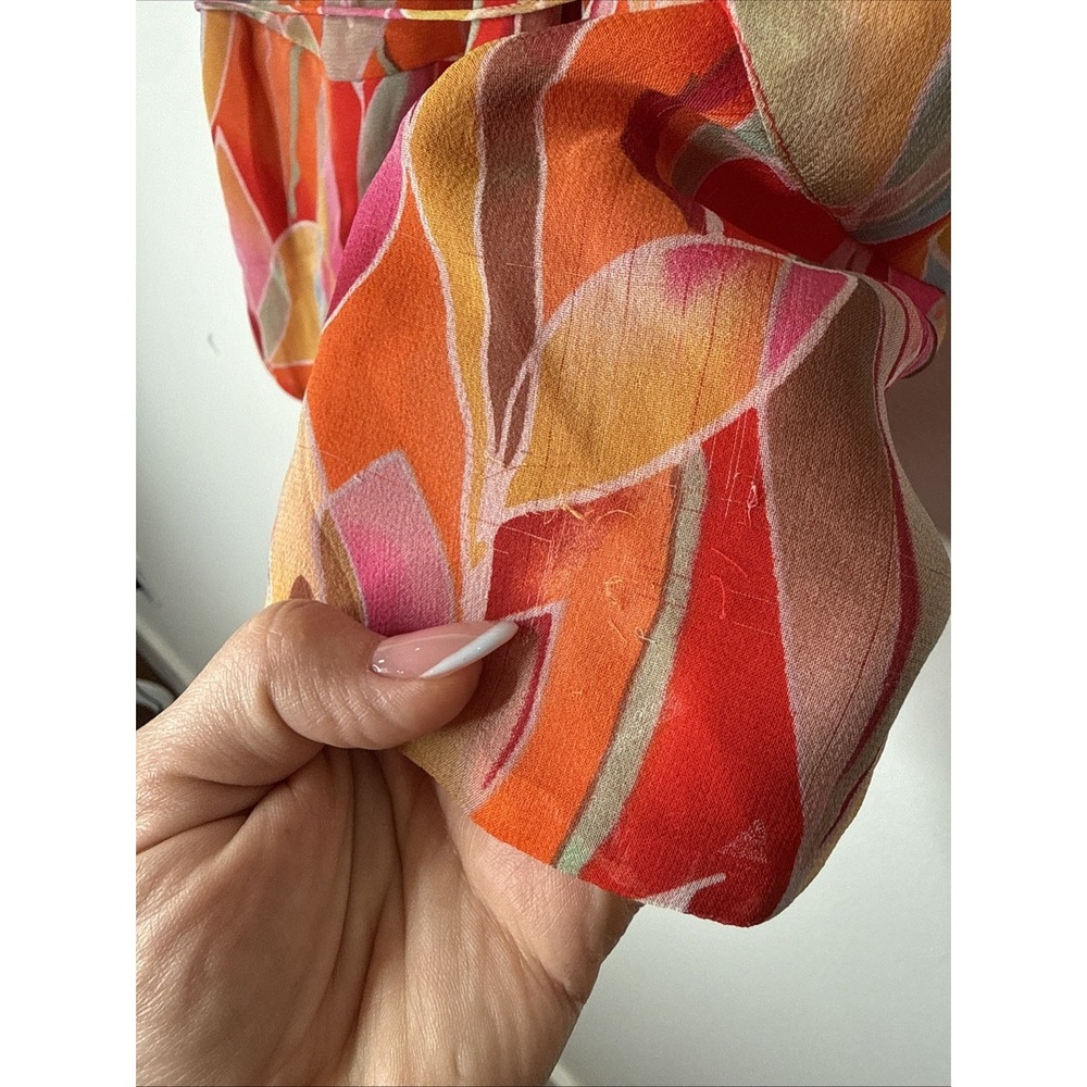 Y2K iCE 100% Silk Wrap Cami Tank Ruffle Colorful Feminine Dainty Preppy Art XL - Picture 5 of 8
